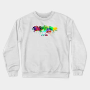 Doha skyline in watercolor Crewneck Sweatshirt